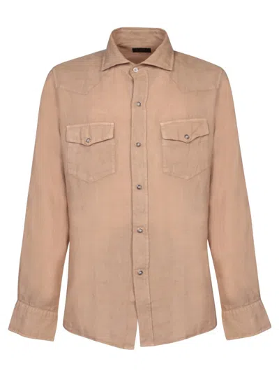 Dell'oglio Western-yoke Linen Shirt In Neutrals