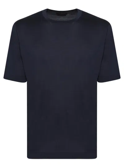 Dell'oglio Blue Classic Crew Neck Soft Cotton T-shirt