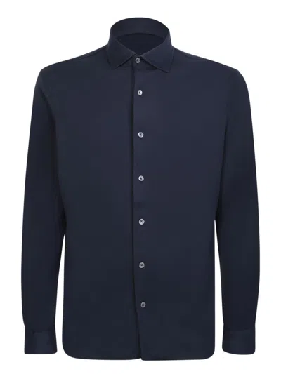 Dell'oglio Blue Cotton Long-sleeved Shirts In Black
