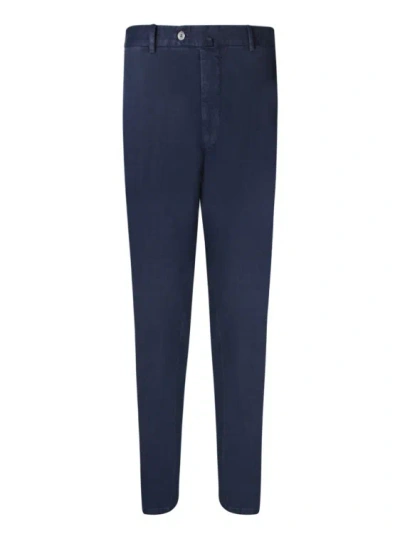 Dell'oglio Blue Cotton Pants With A Micro Pattern