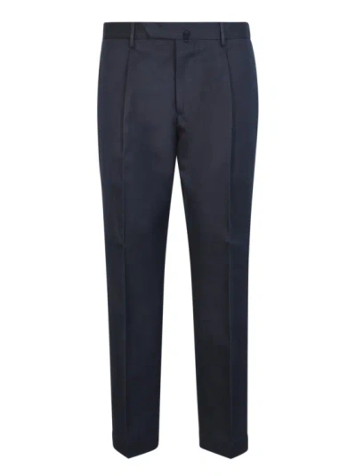 Dell'oglio Blue Linen And Cotton Blend Trousers