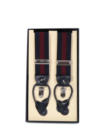 Dell'oglio Blue/ Red Striped Suspenders In Black