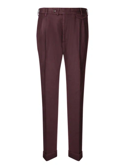 Dell'oglio Bordeaux Wool Trousers In Burgundy