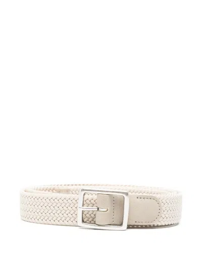 Dell'oglio Braided Buckle Belt In White