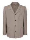 Dell'oglio Brown Linen Shirt With Classic Collar In Gray
