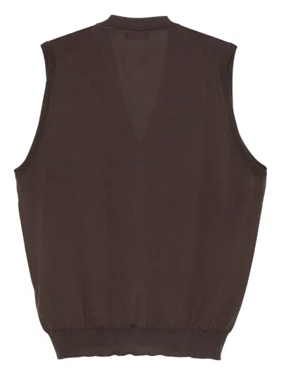 Dell'oglio Button-fastening Sleeveless Cardigan In Brown