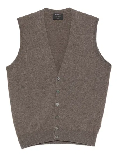Dell'oglio Buttoned Cashmere Gilet In Brown