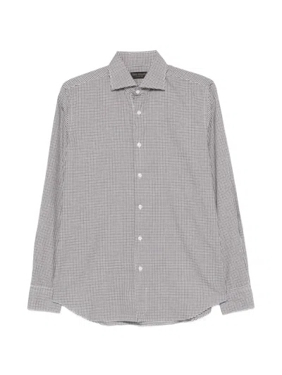 Dell'oglio Buttoned Check Shirt In White