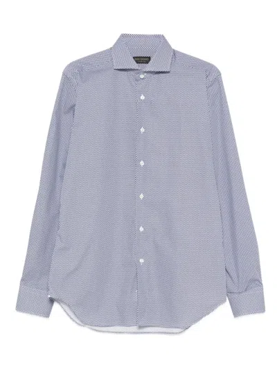 Dell'oglio Buttoned Patterned Shirt In Blue
