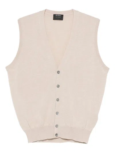Dell'oglio Buttoned Sleeveless Cardigan In Neutral