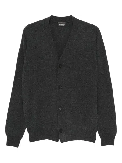 Dell'oglio Buttoned V-neck Cardigan In Gray