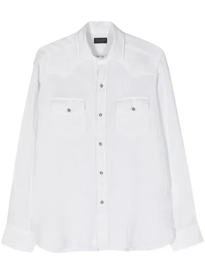 Dell'oglio Classic-collar Linen Shirt In White