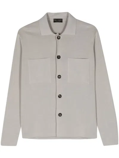 Dell'oglio Classic-collar Ribbed-knit Cardigan In Grey