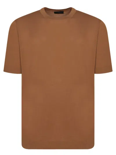 Dell'oglio Classic Cotton T-shirt In Brown