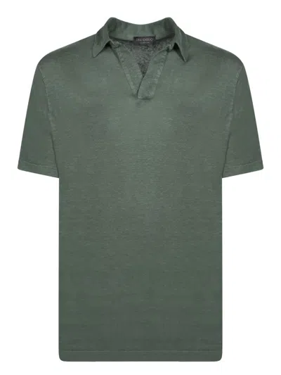 Dell'oglio Classic Fit 100% Linen Polo -shirt In Green