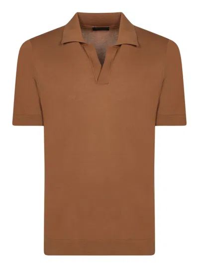 Dell'oglio Classic Polo Brown T-shirt In Soft Cotton