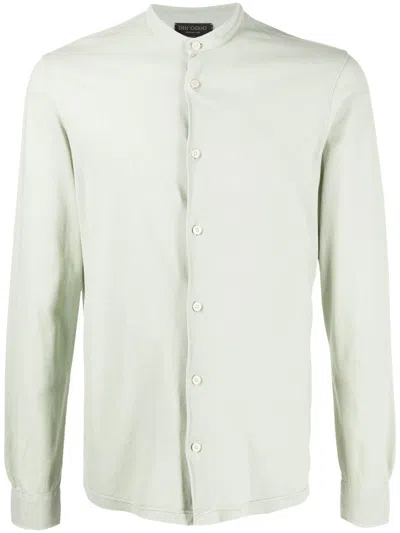 Dell'oglio Collarless Cotton Shirt In Green