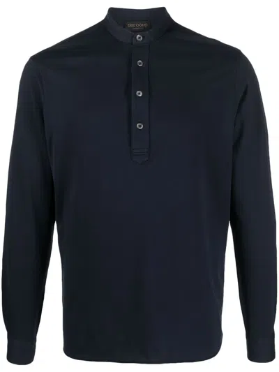 Dell'oglio Collarless Polo Shirt In Blue