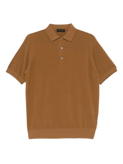 Dell'oglio Cotton Polo Shirt In Brown
