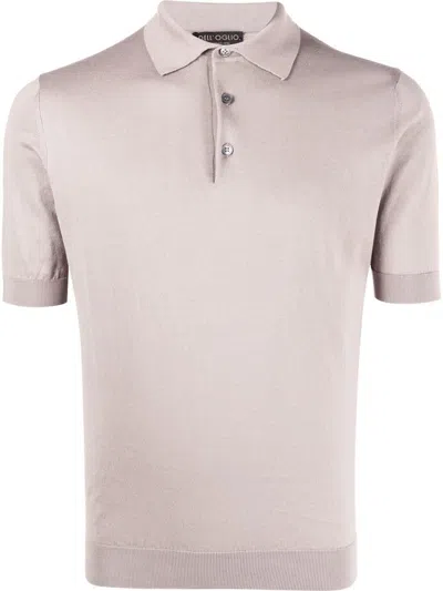 Dell'oglio Cotton Short-sleeve Polo Shirt In Neutrals