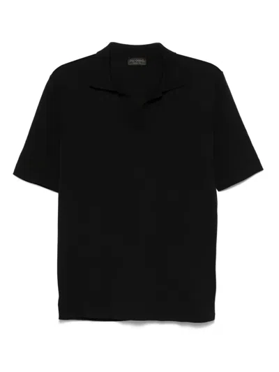 Dell'oglio Short-sleeve Cotton Polo Shirt In Black