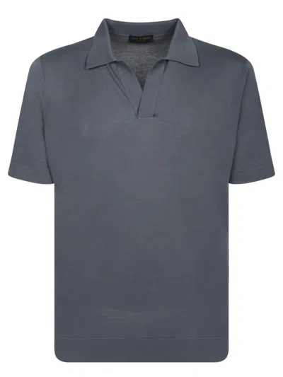 Dell'oglio Crepe Polo Shirt With Classic Collar In Gray