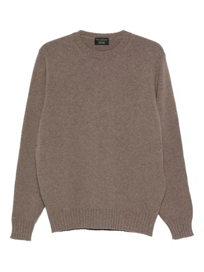 Dell'oglio Crew Neck Long-sleeve Sweater In Brown