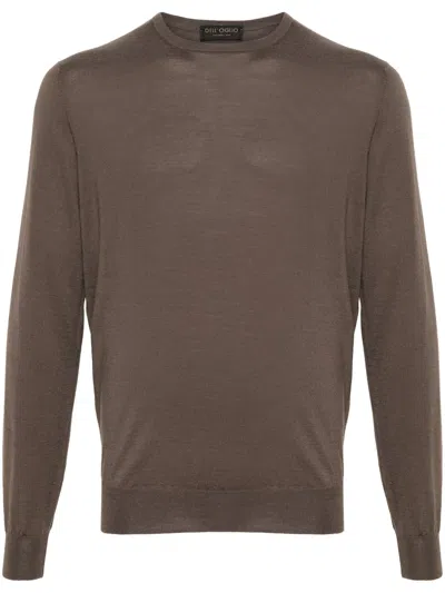 Dell'oglio Crew-neck Rib-trim Jumper In Brown