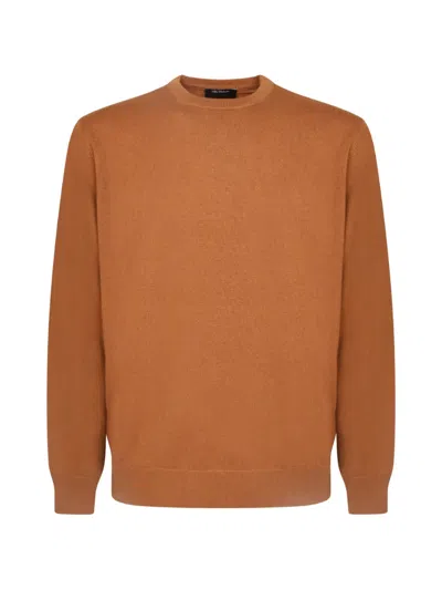 Dell'oglio Crew-neck Fine-knit Sweater In Brown