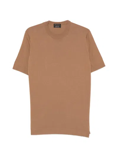 Dell'oglio Crew-neck Short-sleeve T-shirt In Brown