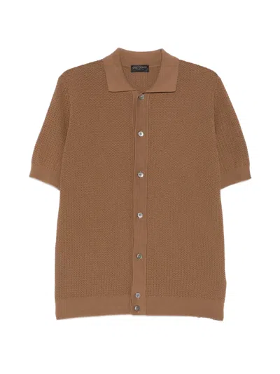 Dell'oglio Crochet-knit Shirt In Brown