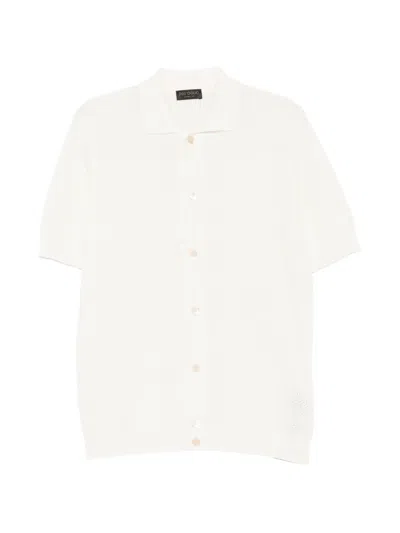 Dell'oglio Crochet-knit Short-sleeve Shirt In White
