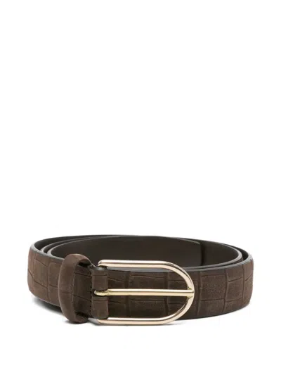 Dell'oglio Crocodile-effect Belt In Brown