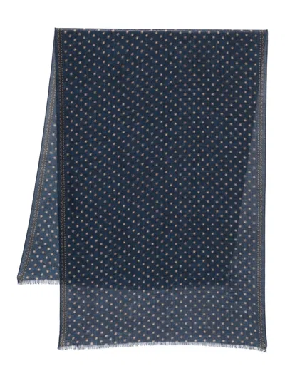 Dell'oglio Dotted Fringed Scarf In Blue