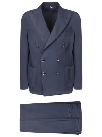 Dell'oglio Double-breasted Jacket Suit In Blue