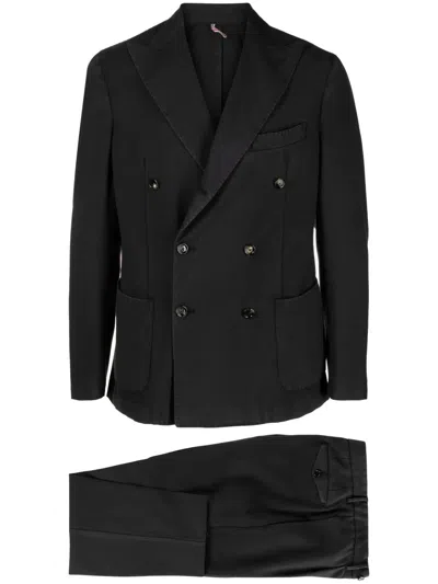 Dell'oglio Double-breasted Wool Suit In Grey