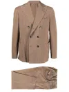 Dell'oglio Double-breasted Wool Suit In Neutrals