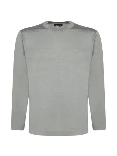 Dell'oglio Fine-knit Crew-neck Sweater In Gray