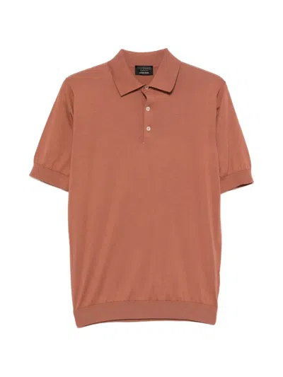 Dell'oglio Fine-knit Polo Shirt In Brown