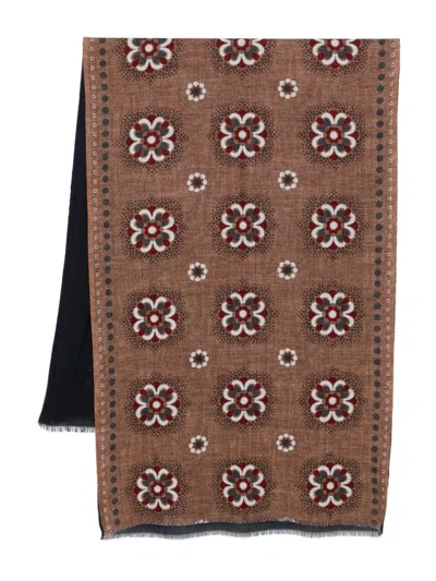 Dell'oglio Floral-print Scarf In Brown