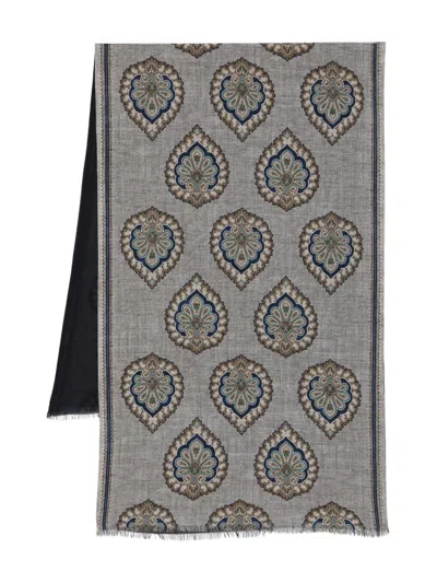 Dell'oglio Fringed Patterned Scarf In Brown