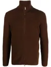 Dell'oglio Front Zip-fastening Knit Cardigan In 褐色