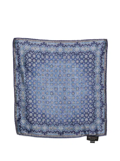 Dell'oglio Geometric Floral-print Scarf In Blue