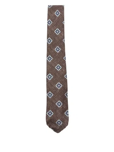 Dell'oglio Geometric Pattern Tie In Brown