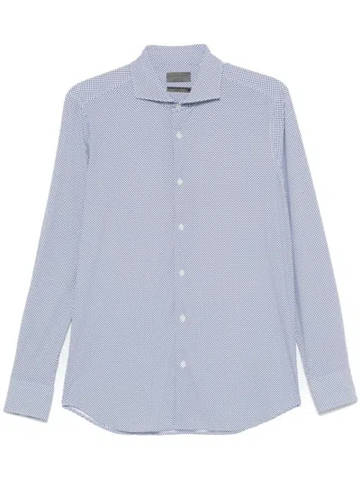Dell'oglio Geometric-print Long-sleeve Shirt In Blue