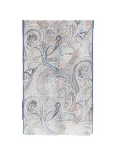 Dell'oglio Giglio Paisley-pattern Frayed Scarf In Gray