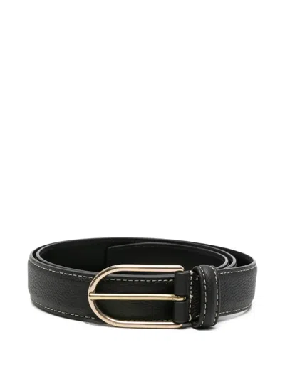 Dell'oglio Grained-leather Buckle Belt In Black