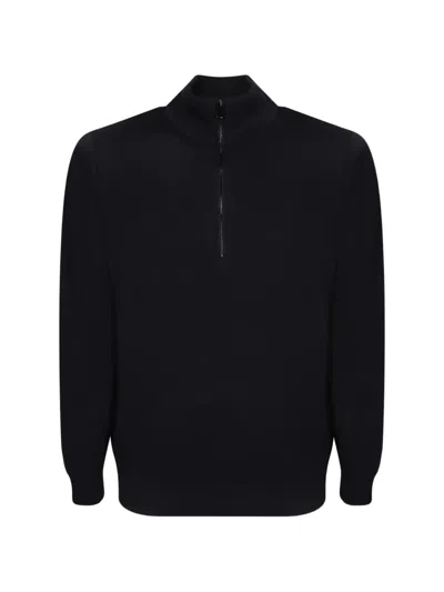 Dell'oglio Half-zip Knitted Sweater In Black