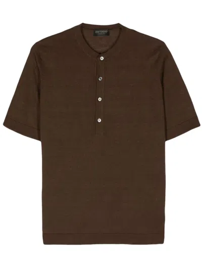 Dell'oglio Henley Short-sleeve T-shirt In Brown