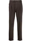 Dell'oglio Herringbone-pattern Tapered-leg Trousers In Brown